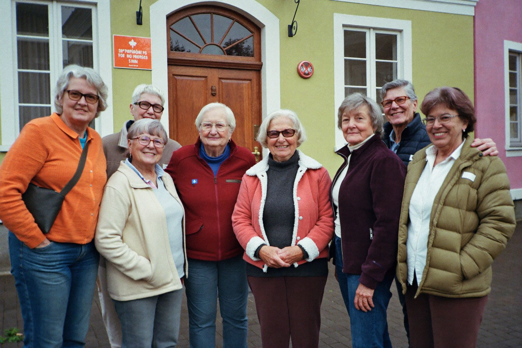 Gruppenbild von Mitgliederinnen vor einem Altstadthaus in Wil
